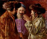 Isaac Snowman Canvas Paintings - Three Rabbis Of Jerusalem